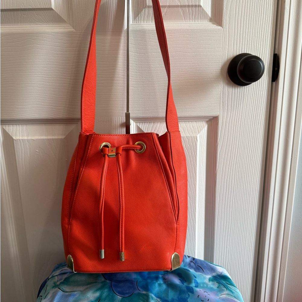 Vince Camuto Orange Leather Bucket Bag